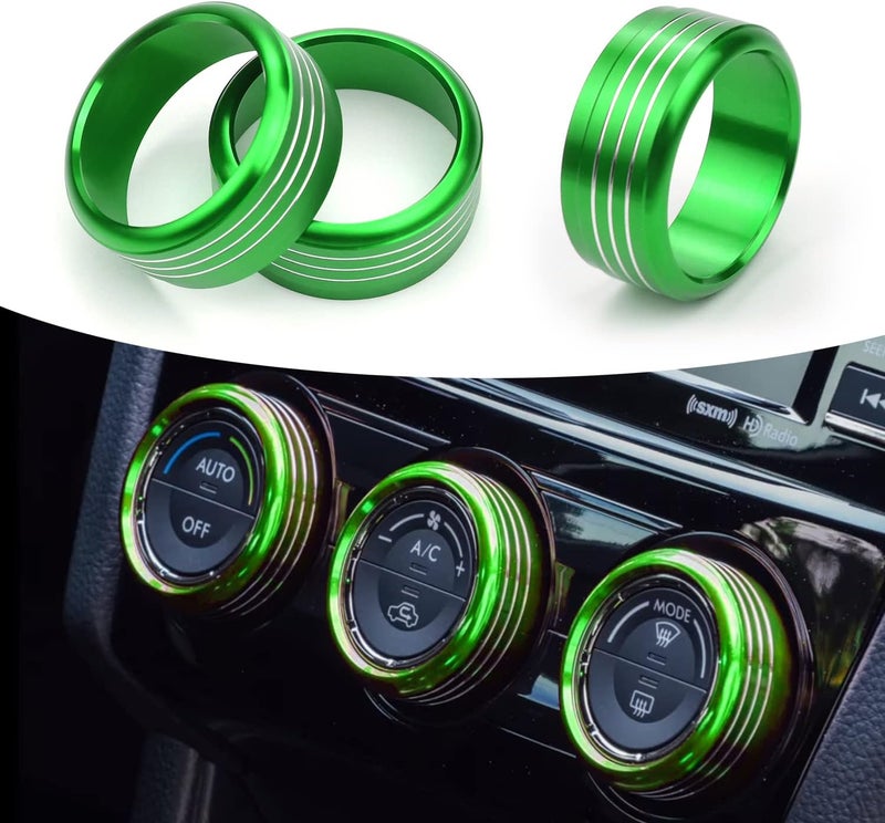 Bentolin For Subaru AC Knob Cover Accessory Center Console Switch Volume Temp Control Button Ring Trim Compatible with Forester 2014-2018, Crosstrek XV 2013-2017,Impreza 2014-2016,WRX/STi 2015-2020 Green 3 PCS - Image 1